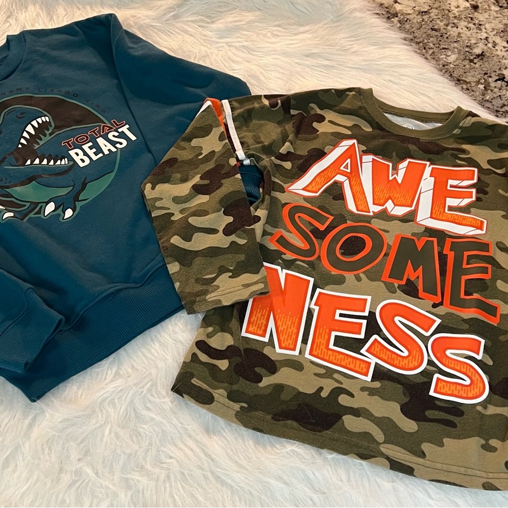 Bundle of 2 Garanimals Camo and Teal Kids Sweatshirts
